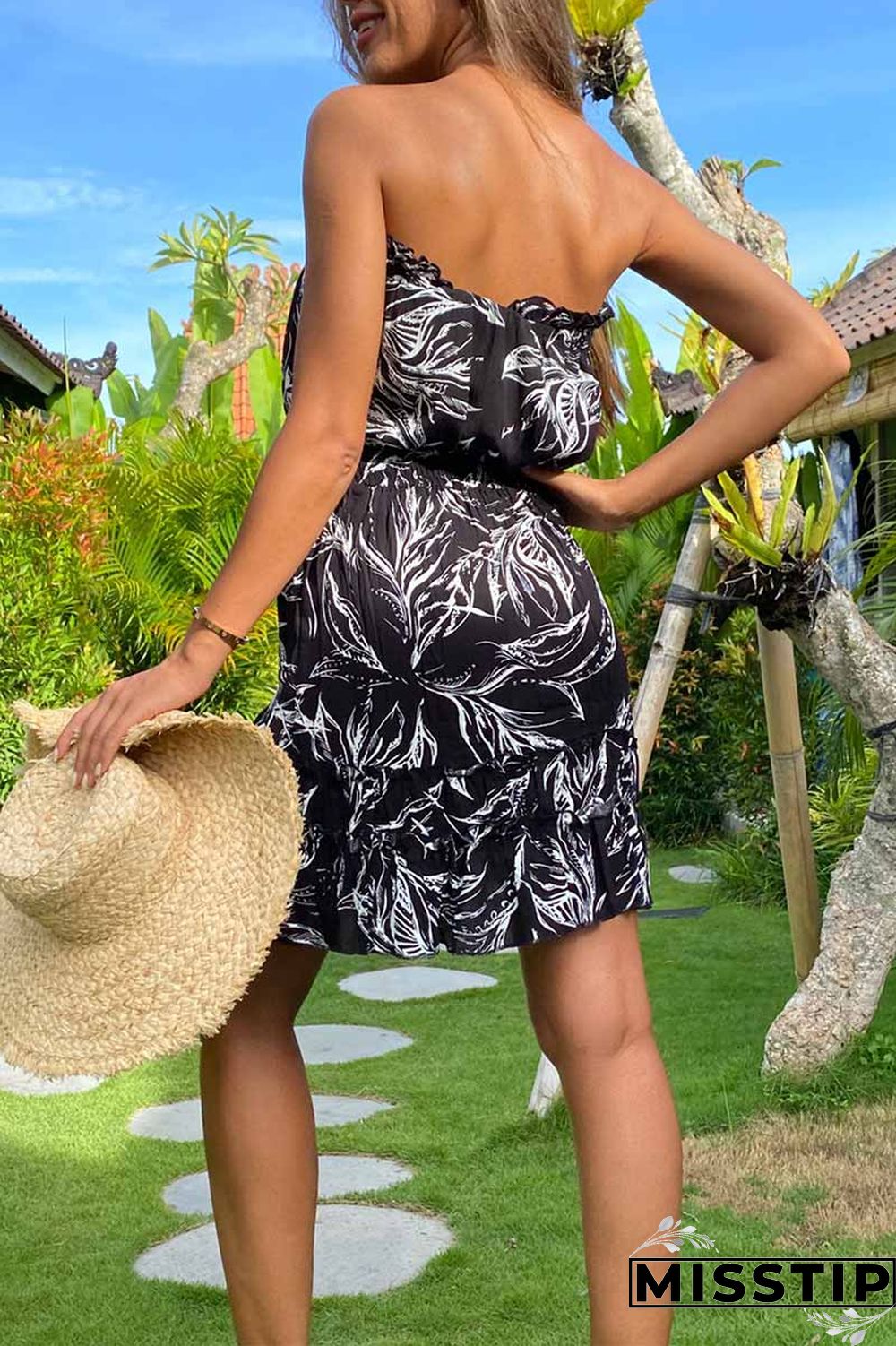Floral Ruffles Buttoned Chiffon Cami Dress