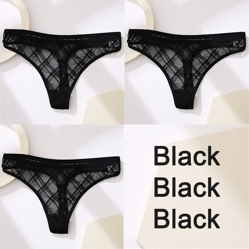 Sexy Lingerie Lace Panties Women Underwear G-String Perspective Thong Pantys Mesh Low Waist Female Briefs Intimate Underpants