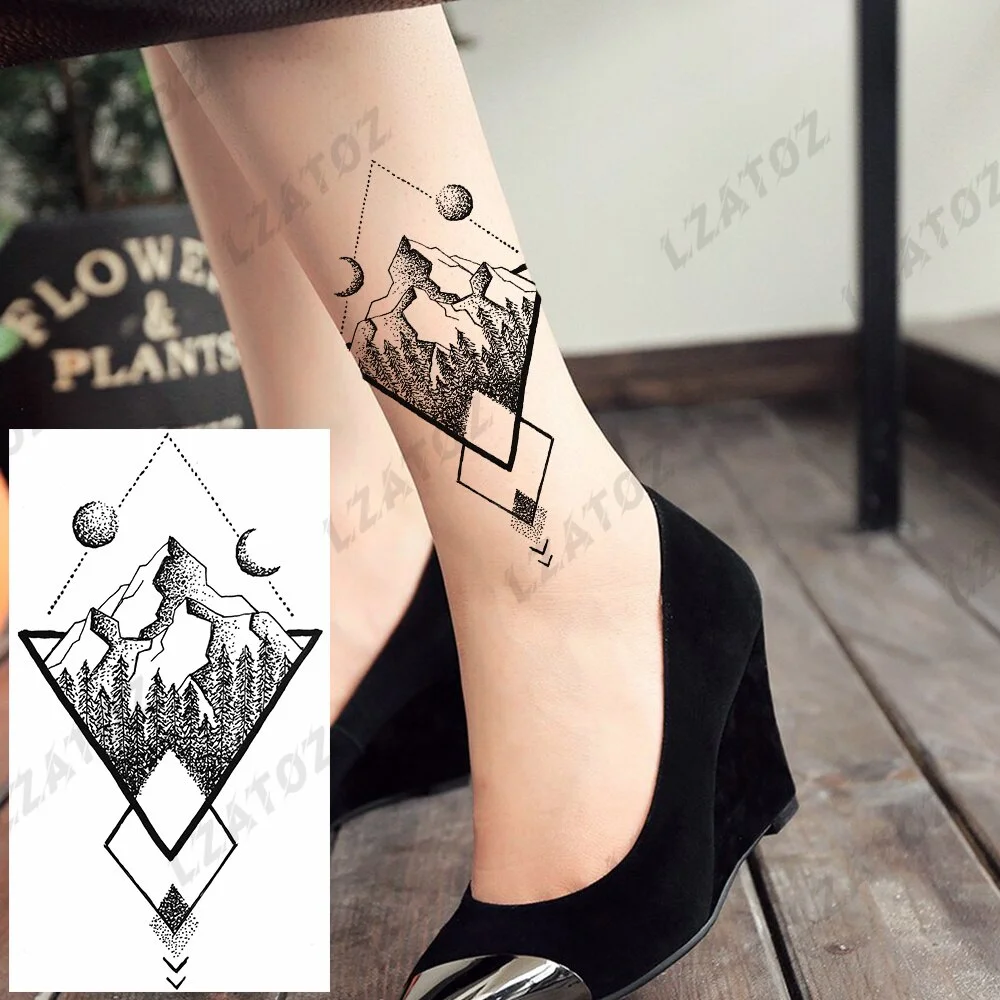 Sdrawing Rose Flower Temporary Tattoos For Woman Adults Realistic Compass Cross Fake Tatoos Sexy Waterproof Hand Tattoo Sticker