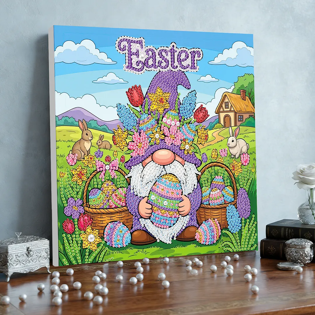 Easter Goblin DIY Pearl Painting Art Kits with Frame 25x25cm Pearl Gem Paintings Picture Arts Craft for Adults Beginners Home Wall Decor
