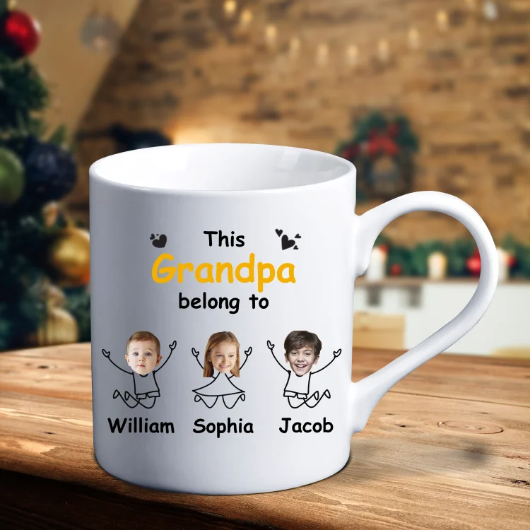 Stick Figures Ceramic Mug Customized Titles & 1-6 Names Cup Personalized Photos Christmas Mugs Gift for Family