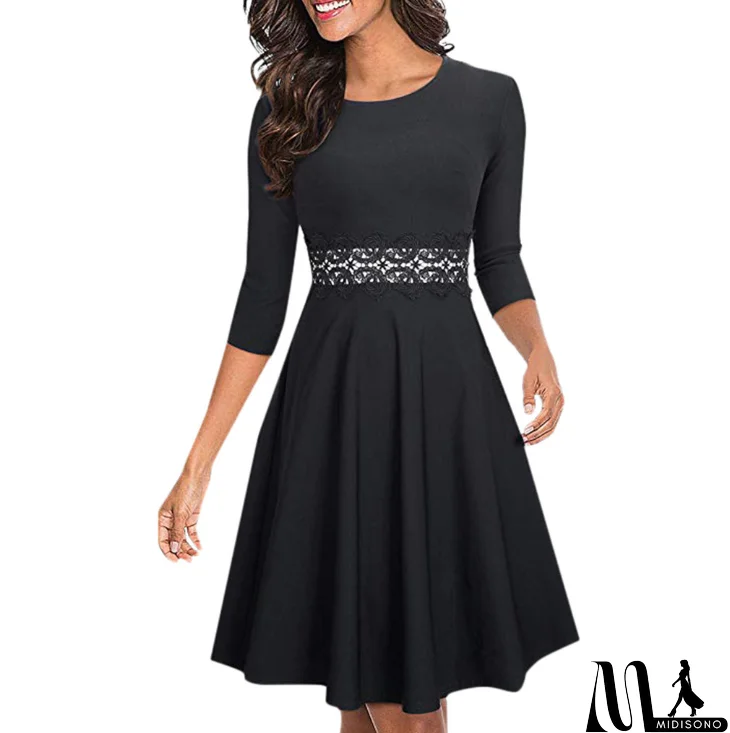 MidiSono - Design Round Neck Women'S Lace Dress