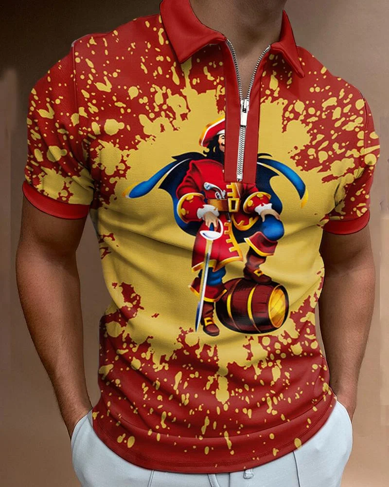 Men's Casual Print Polo Short Sleeve-040710