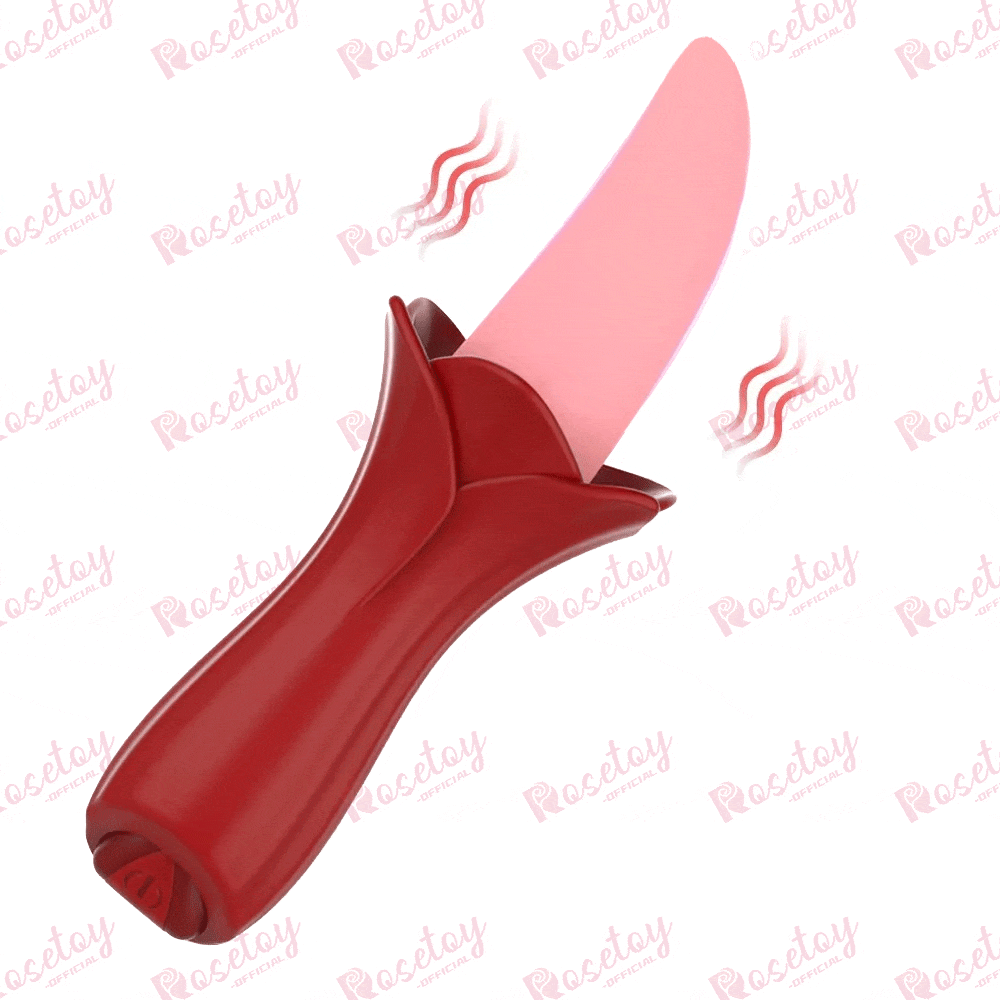 Rose Tongue Vibrating Stick Vaginal Licking Vibrator Clitoris Stimulator - Rose Toy