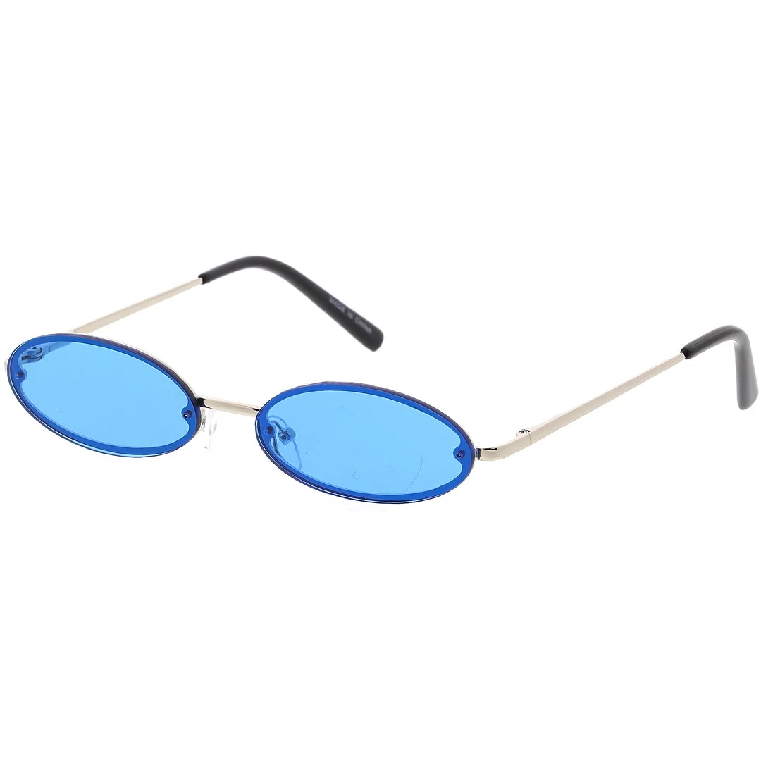 Retro Small Rimless Oval glasses Slim Arms Color Tinted Lens 54mm