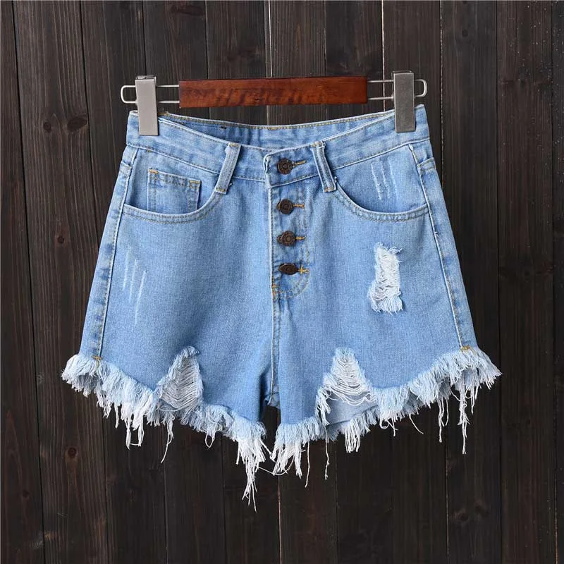 NEEDBO Shorts Jeans Summer Women Denim Shorts High Waist Casual Short Femme Plus Size 6XL Hole Sexy Ladies Hot Short Pants Mujer