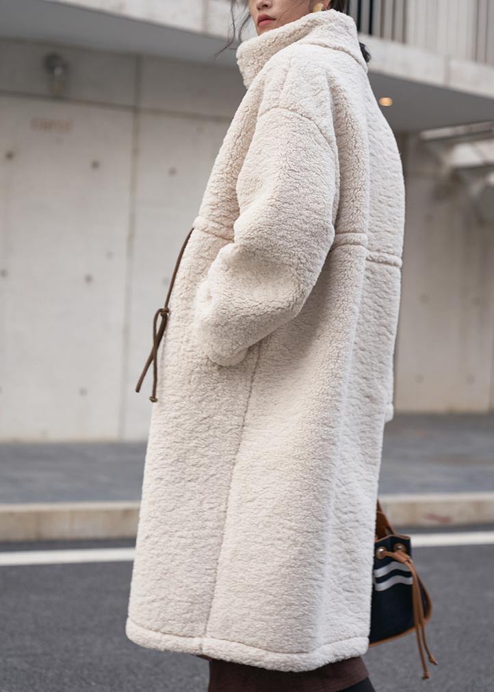 nude Woolen Coats plus size winter coat high neck drawstring jackets(Limited Stock)