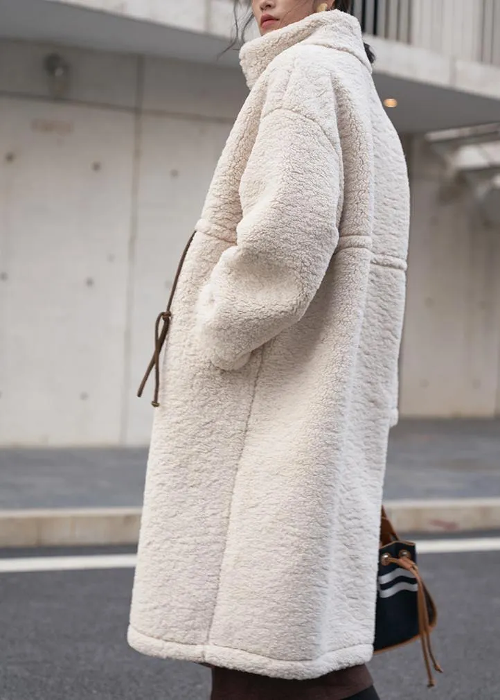 nude Woolen Coats plus size winter coat high neck drawstring jackets(Limited Stock)