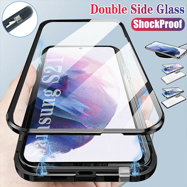 2022 Luxury Metal Frame Magnetic Double-side Tempered Glass Case For Samsung