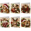 6pcs DIY Christmas Cats Diamond Painting Christmas Greeting Card