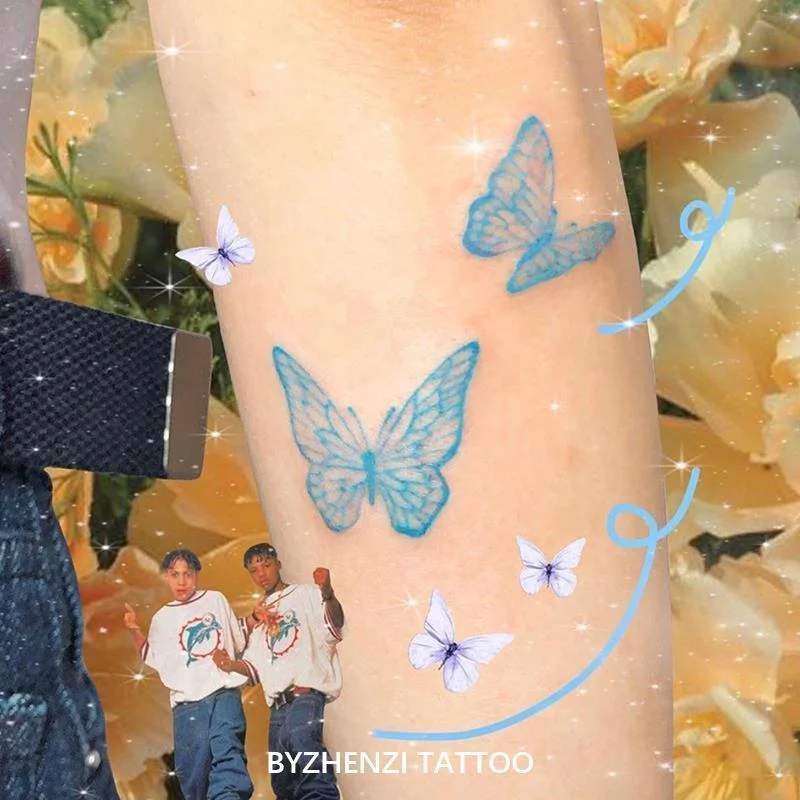 Black and White Butterfly Tattoo Sticker Waterproof Sexy Tattoos for Women Body Art Fake Tattoo Clavicle Arm Leg Tattoo Stickers