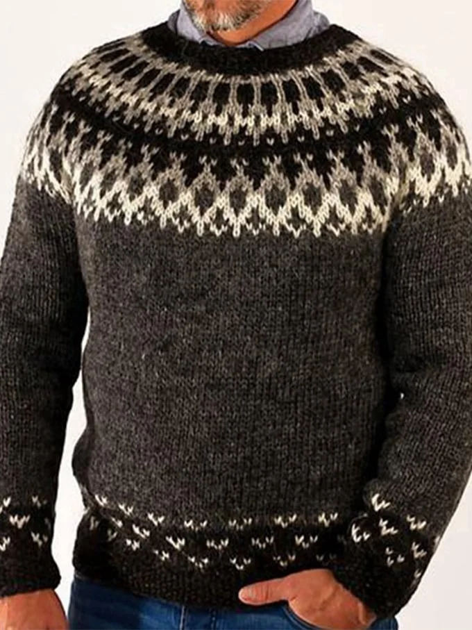 Men's Western Style Long Sleeve Knitted Top