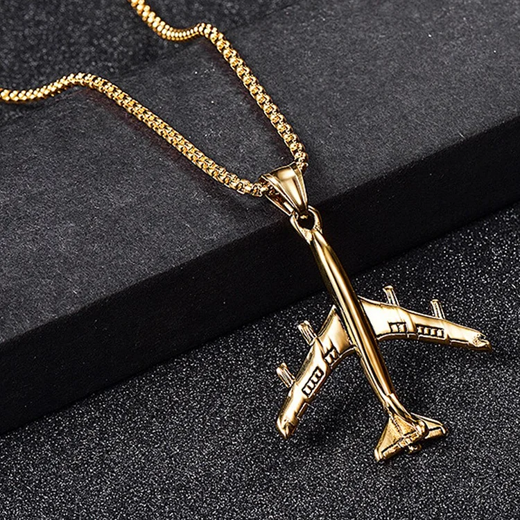 Hiphop Aircraft Airplane Pendant Cool Punk Necklaces Jewelry