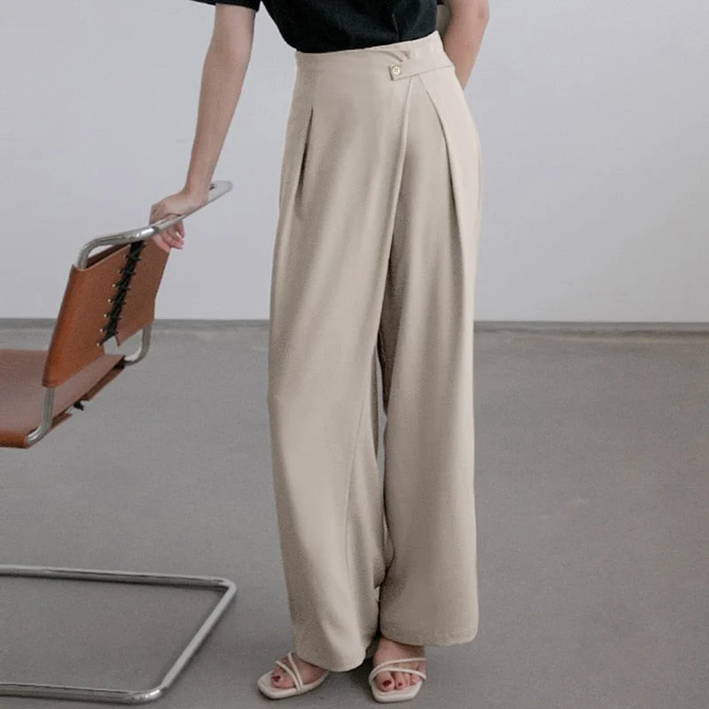 2022 ZANZEA Summer Elegant OL Wide Leg Pants Women Trousers Casual High Waist Solid Work Long Pantalon Loose Office Palazzo