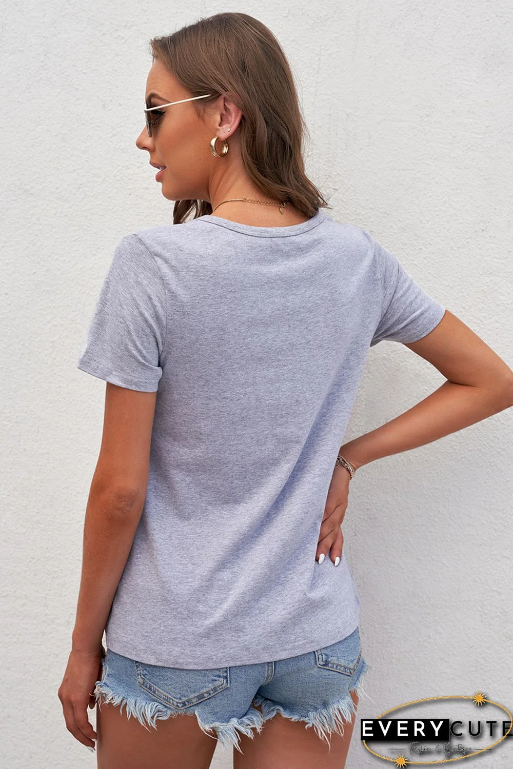 Mommy Patriotic Flag Sequin Heart Applique Knot Top