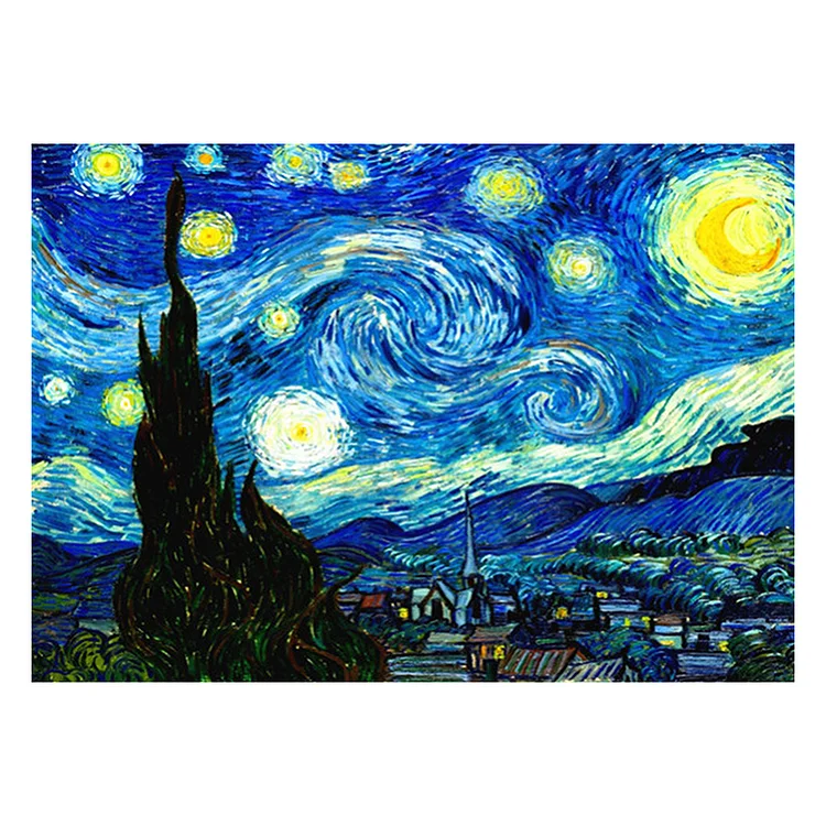 【Mona Lisa Brand】Van Gogh Starry Sky Landscape 11CT Stamped Silk Cross Stitch 61*52CM