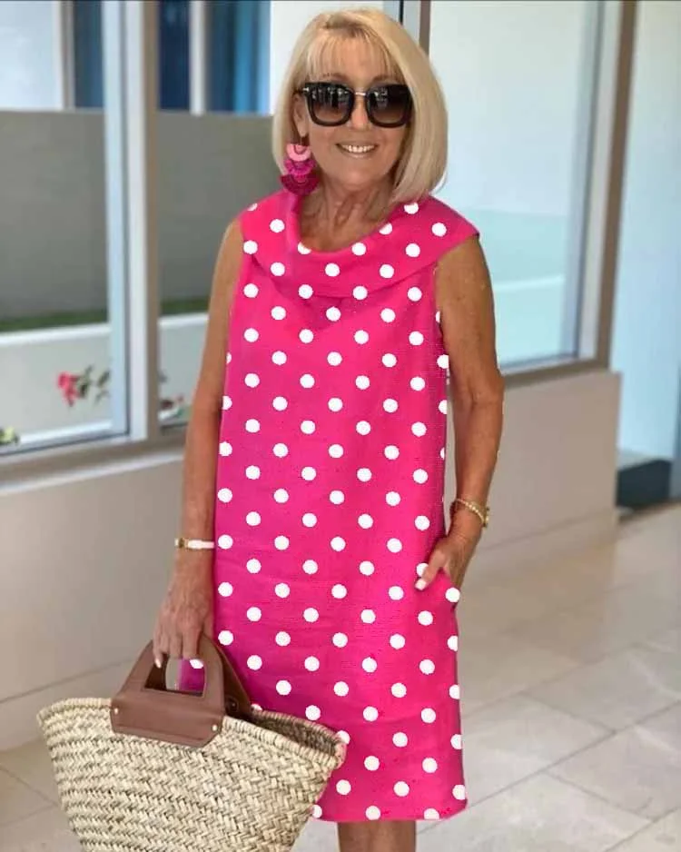 Polka Dot Sleeveless Dress VangoghDress