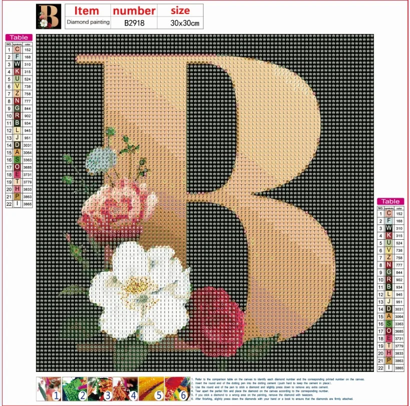 Diamond Painting - Full Round Drill - Flower Alphabet(30*30cm)