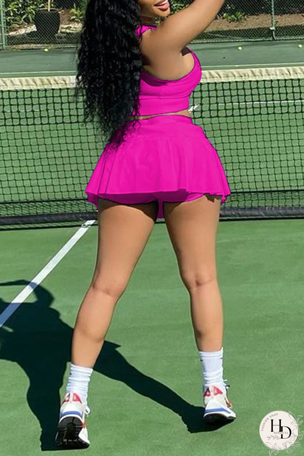 Red Casual Sportswear Solid Basic U Neck Sleeveless Two Pieces