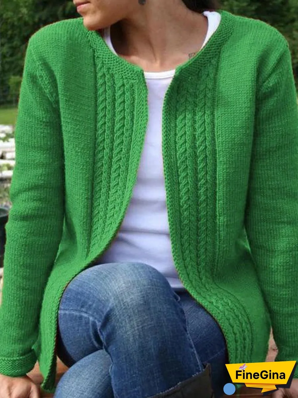 Casual Vintage Knitted Solid Sweater