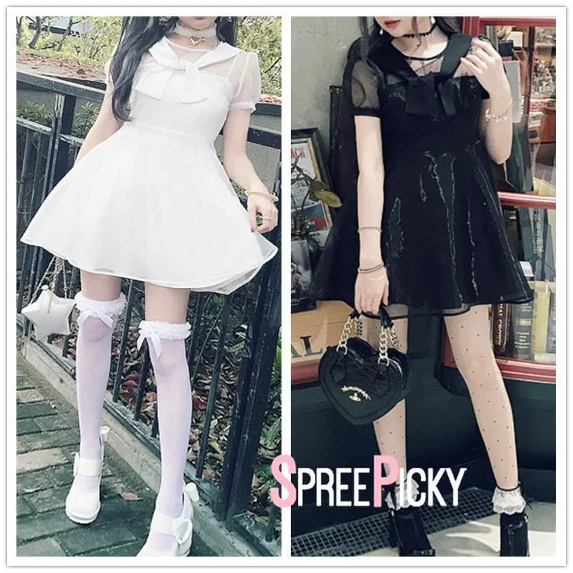 [Reservation] White/Black Sweet Tulle Dress SP179540