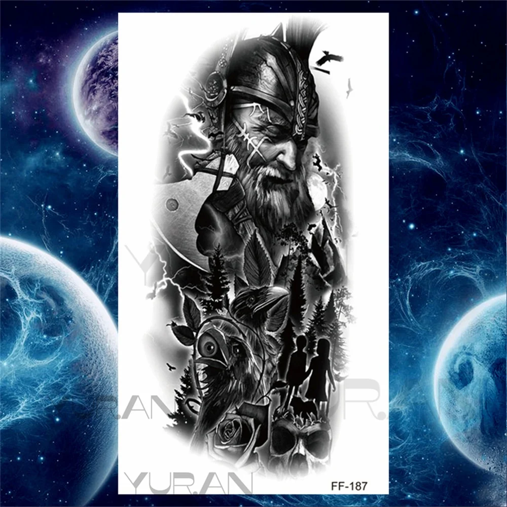 Sdrawing Tiger Temporary Tattoos For Women Men Realistic Wolf Scary Thorns Maori Compass Fake Tattoo Stickers Arm Body Tatoos DIY