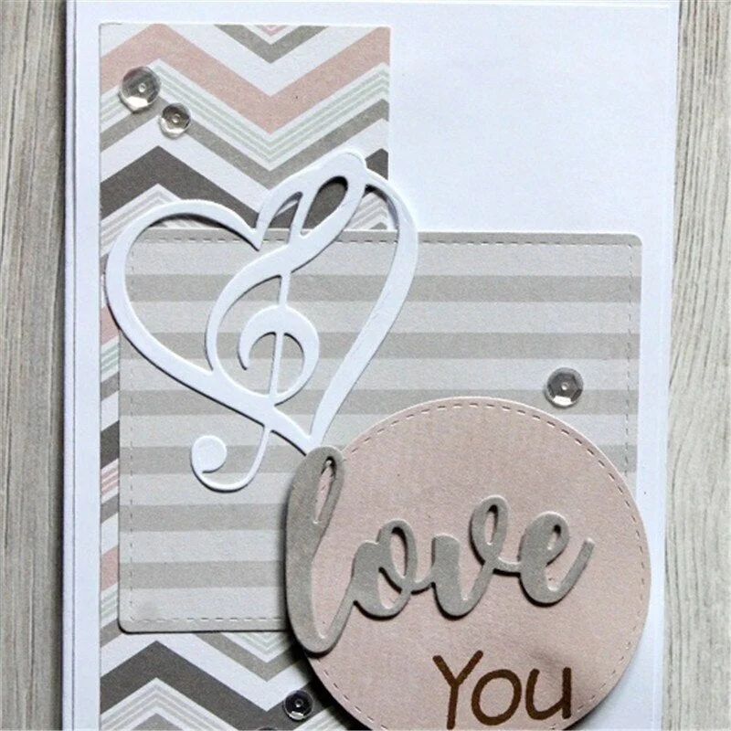 Cutting Dies Scrapbooking For Making Cards Photo Album Decorative Embossing Musical Heart Metal
