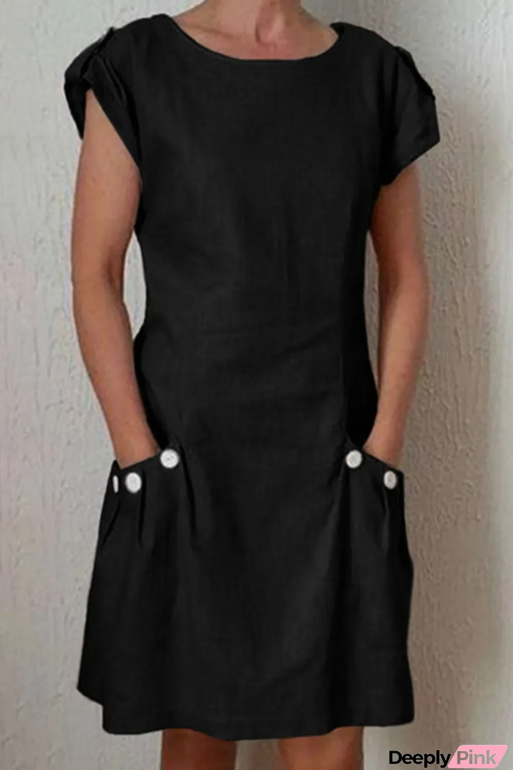 Fashion Street Solid O Neck A Line Dresses(5 Colors)