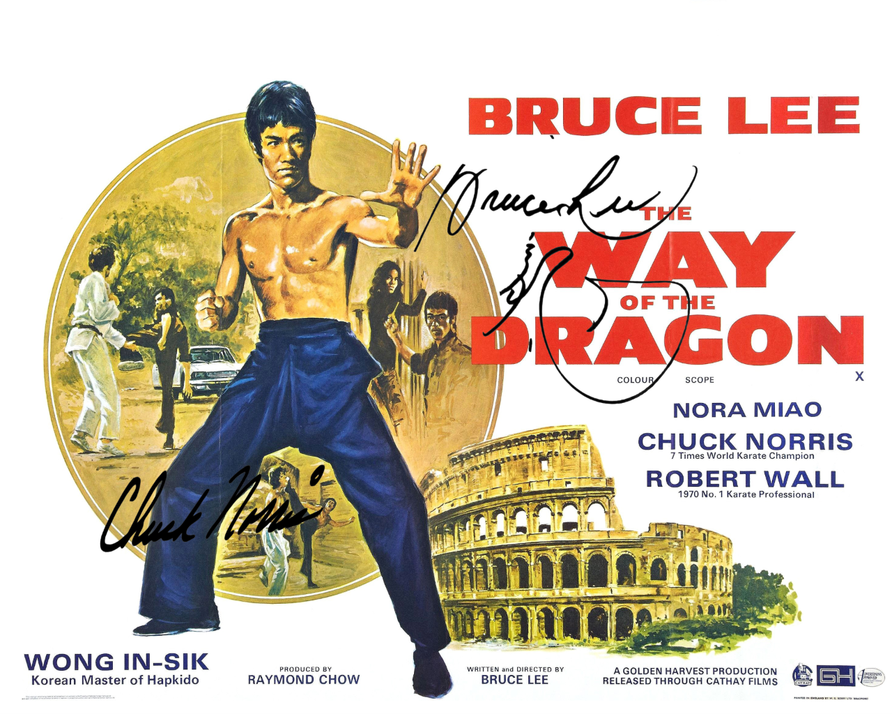 The Way of the Dragon Bruce Lee Norris SIGNED AUTOGRAPH 10X8