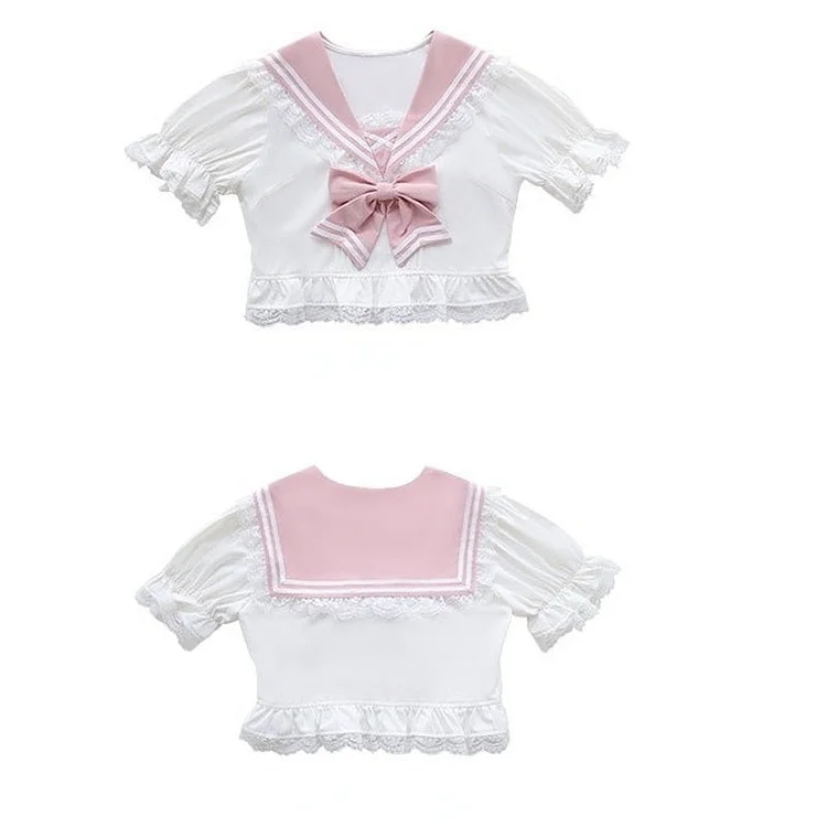 Lolita Sweet Sailor Style Top/Bottom - Gotamochi Kawaii Shop, Kawaii Clothes