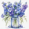 Blue Larkspur Full Stamped Cross Stitch 18CT 2-Strand 25x25cm