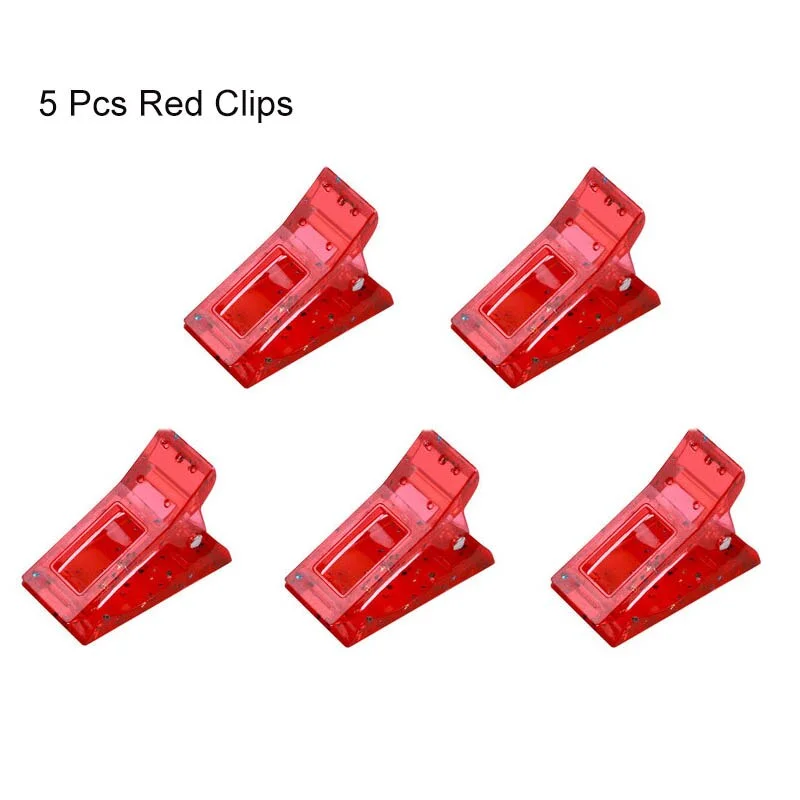 5Pcs Nail Tips Clip Quick Building Poly Nail Gel Assistant Tool DIY Manicure Plastic Extension Clamp Clear/Red/Pink/Blue-Nail Inspo