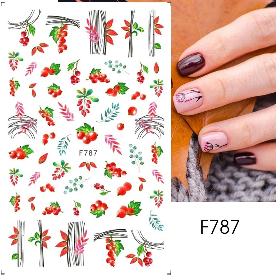 1pcs Fall Maple Leaves Nail Stickers 3D Yellow Gold Fall DIY Sliders Nail Art Decoration Autumn  Adhesive Manicure Nail Decals-Nail Inspo
