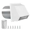 6/8 Inch Steel Hooded Wall Vent with Screen and Damper Wall Vent Cover Cap Exterior Air Exhaust for Kitchen HVAC Duct Dryer Vent