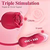 Air Pulse Tapping  Clit Rose Vibrator with Thrusting Dildo