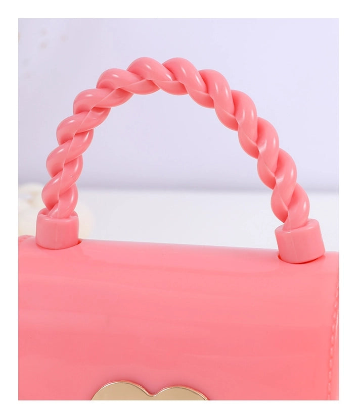 Kid’S Small PVC Cartoon Solid Color Cute Square Flip Cover Crossbody Bag