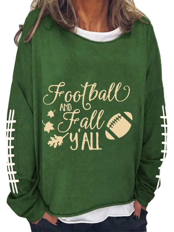 Women's Fall and Winter Women's Soccer Sweatshirt Round Neck Letters Printed Long-sleeved Casual Plus Size Shirt Sweater S-5XL