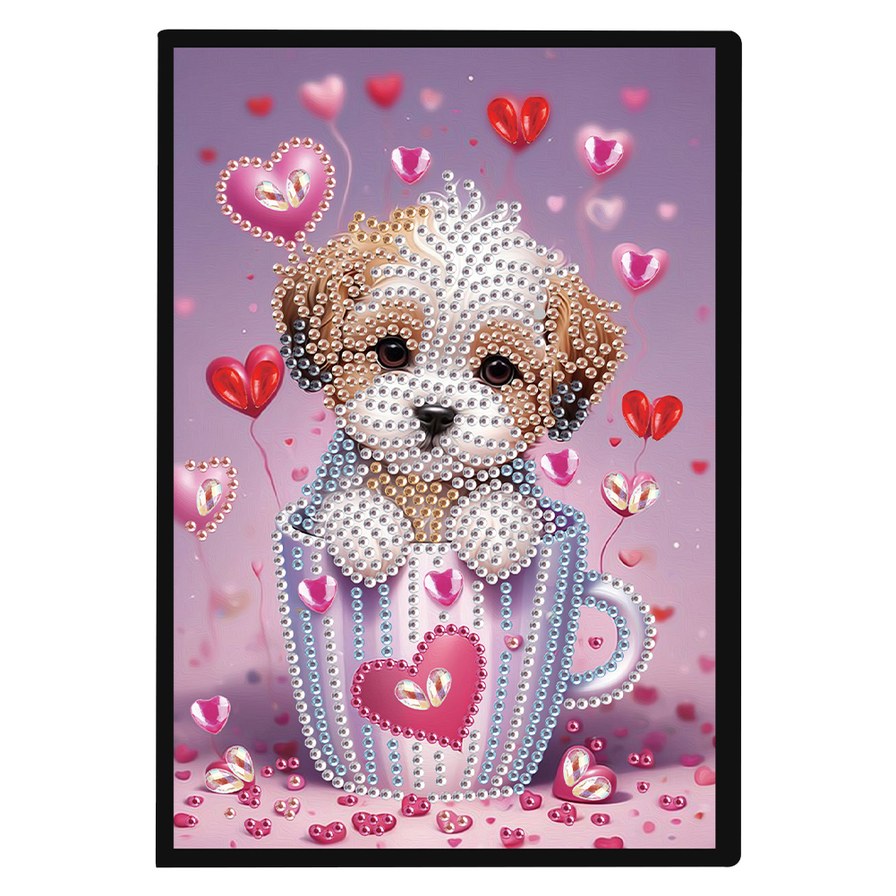 50 Pages A5 Special Shaped Love Puppy 5D Diamond Drawing Book Art for Students