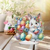 (US Only)Acrylic 2D Flat Print DIY Easter Egg Rabbit 5D DIY Diamond Art Tabletop Decor