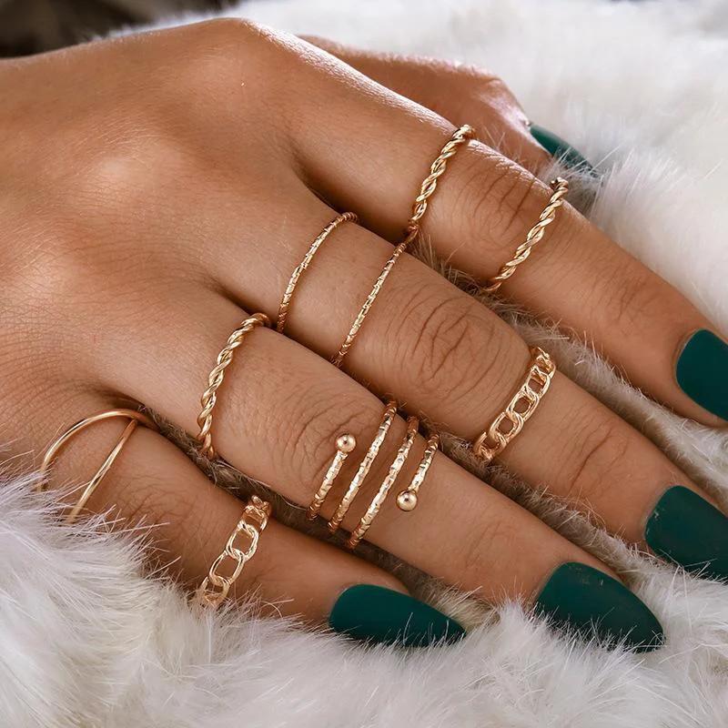 Women plus size clothing 8 Piece Set Retro Cross Pattern Ring Wholesale Cheap Jewelry-Nordswear