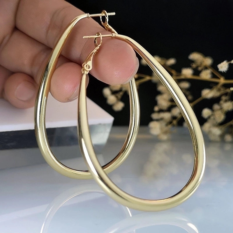 1 Pair Exaggerated Minimalist Oval Plating Copper Gold Plated Hoop Earrings
