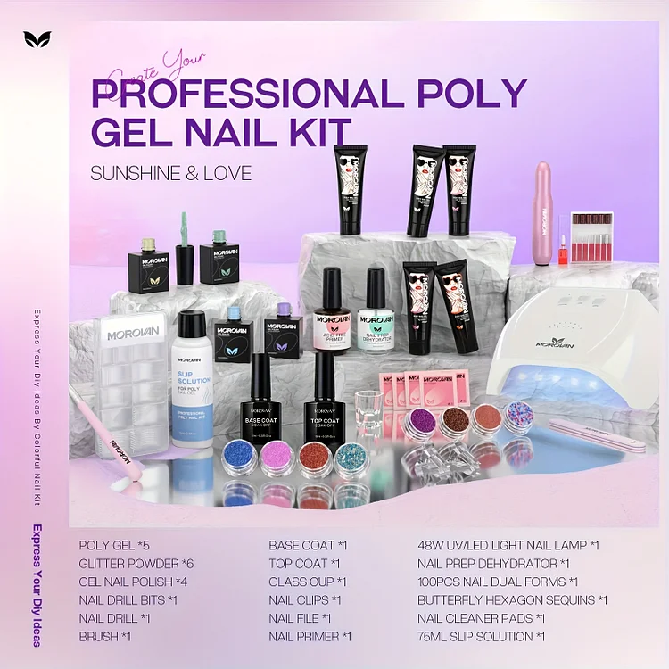 8 Colors 15ml with 48W Nail Lamp Nail Glitter Nail Prep Dehydrator