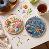 4pcs Seashells Conch Starfish-Long Stitch DIY Stamped Embroidery Kit 30x30cm with 20cm Embroidery Hoop tapestrymarket