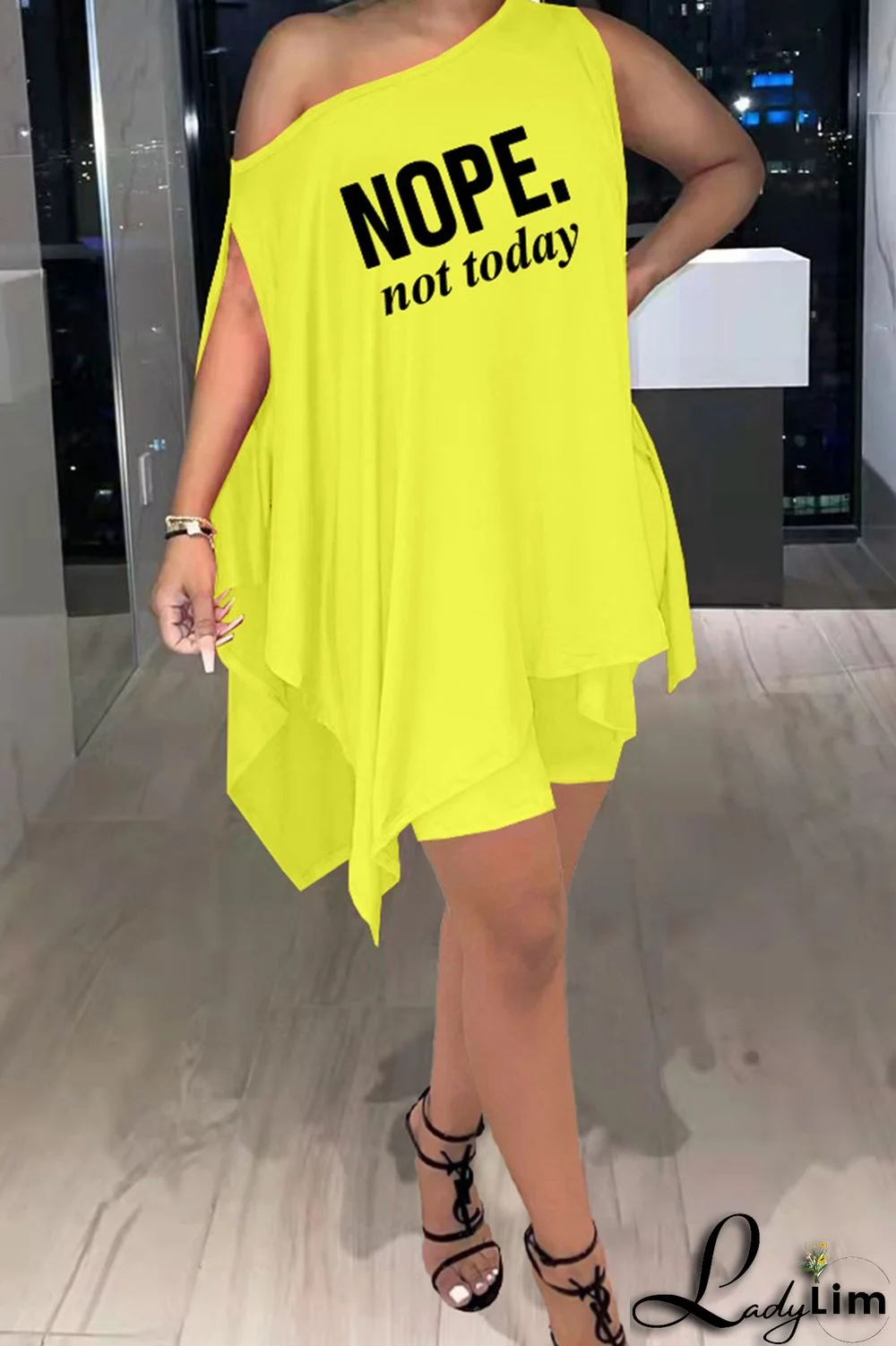 Burgundy Fashion Casual Letter Print Asymmetrical Oblique Collar Sleeveless Two Pieces