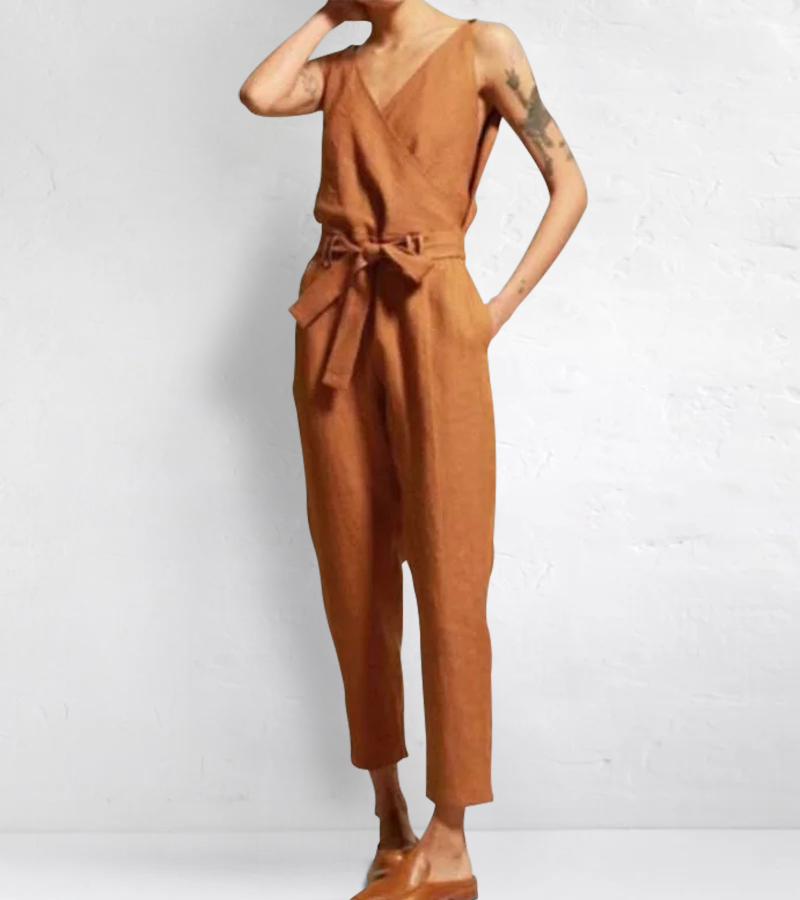 V-neck sleeveless jumpsuit-coollova:luchamp