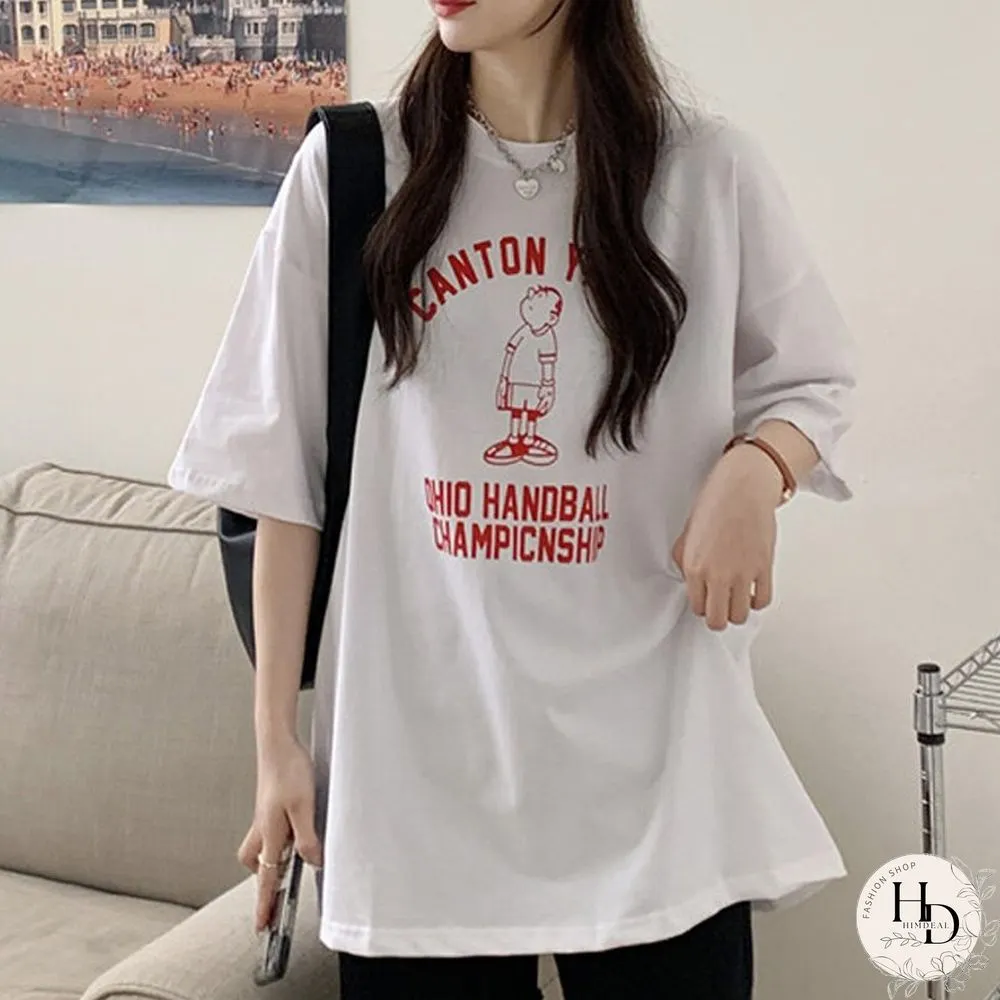 Spring Summer Letter White Shirts Women Loose Casual Print Tees Short Sleeves Student