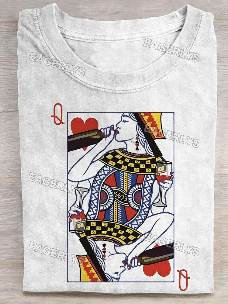 Eagerlys Poker Q Queen Drink T-shirt Eagerlys