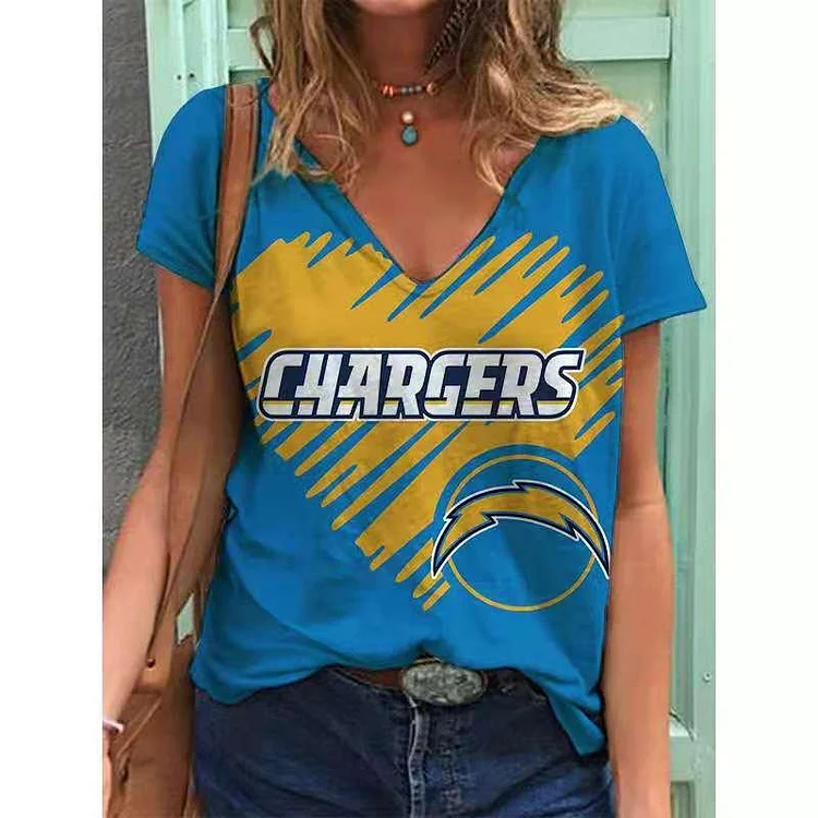 Los Angeles Chargers Lightweight Short Sleeve V-Neck T-Shirt