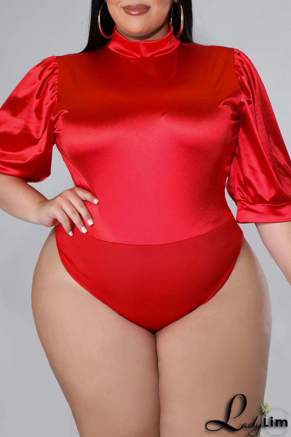 Coffee Casual Solid Patchwork Half A Turtleneck Plus Size Two Pieces