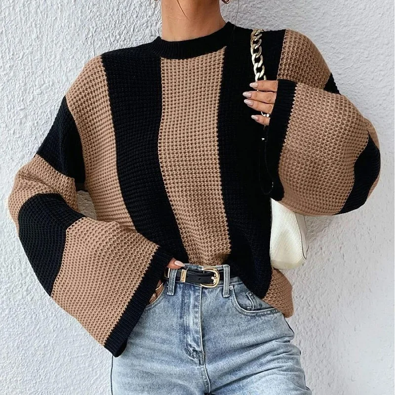 Athvotar Athvotar 2025 New Fashion Lace V-Neck Sweater Solid Color Loose Long-Sleeved Knitwear Shirt